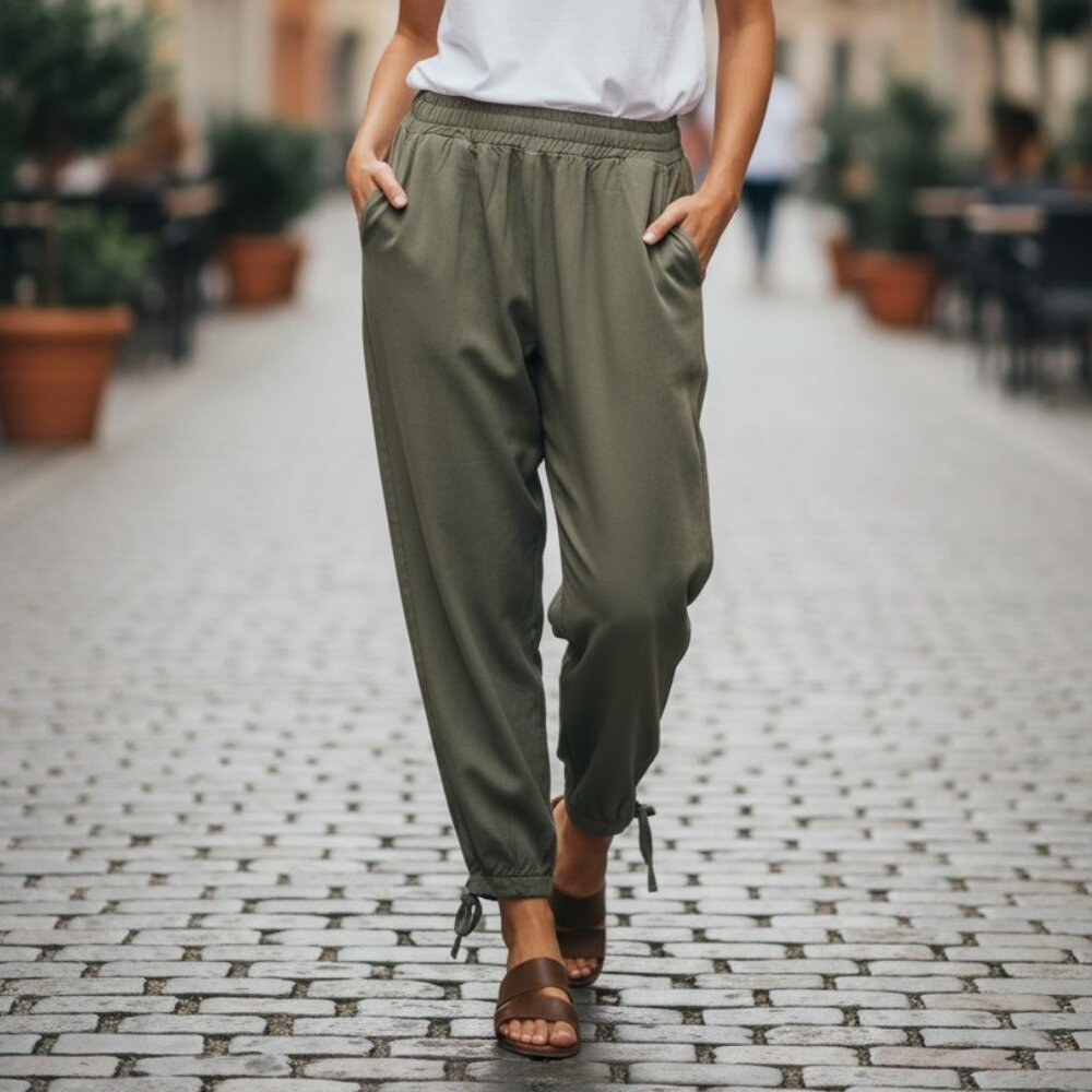 Joe B by Joe Benbasset Tie-Hem Capri Pants Olive - Small